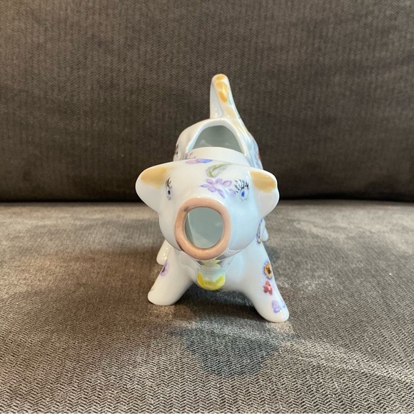 Ceramic White Cow Creamer Colorful Floral And Ladybug Design Signed “RJR… - Picture 2 of 9